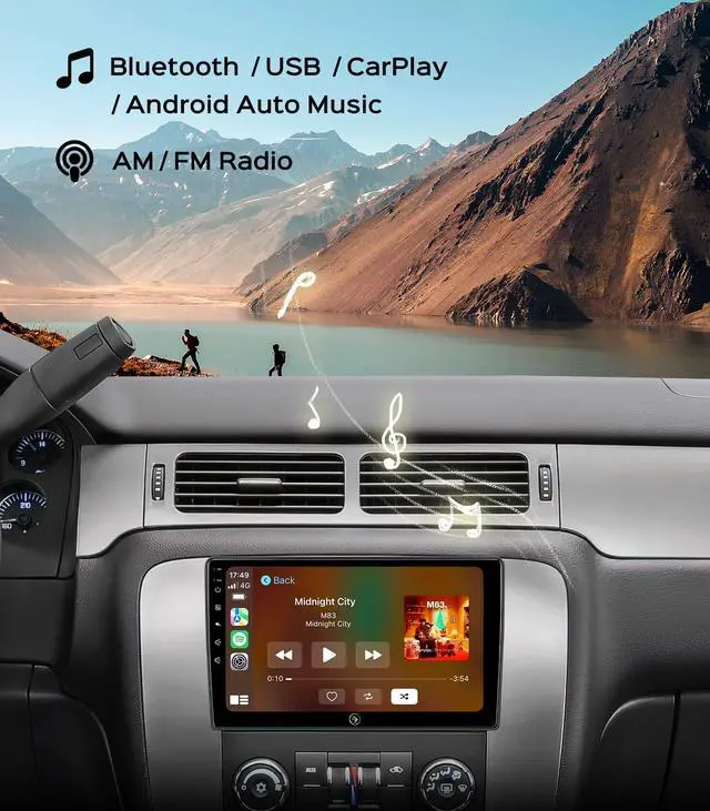 Alt view image 6 of 6 - 10.2'' Car Radio Stereo for Chevy Silverado 2007-2013 GMC Sierra Yukon Chevrolet Buick Enclave Wireless CarPlay & Android Auto, HD Touchscreen, Android 13, GPS Navigation, HD Backup Camera