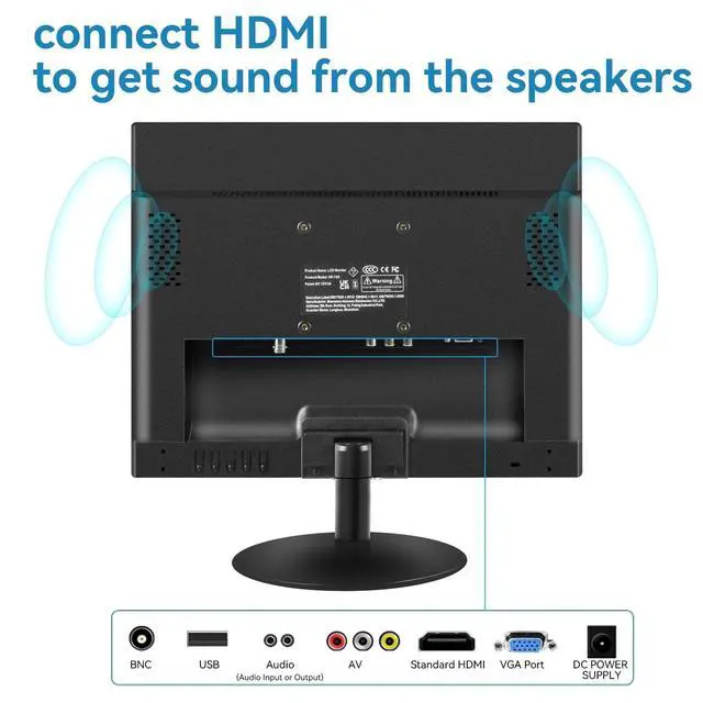 Alt view image 4 of 6 - 15 Inch PC Monitor, Computer Display for Windows 7/8/10/11, LED 1024 X 768 Screen, 4:3 Aspect Ratio, 60 Hz, 5Ms,75 * 75 mm VESA Hole, Port with HDMI,VGA,BNC,AV, TN Panel,Dual Speakers