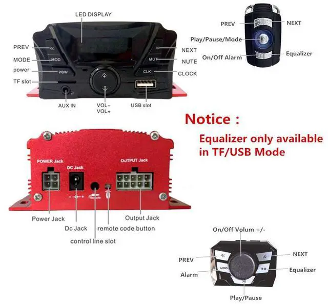 Alt view image 3 of 6 - 12V 4 Channel UTV ATV Golf Cart Motorcycle Weatherproof Bluetooth Speakers MP3 Music Player Sound Audio Stereo Amplifier System AUX in USB SD FM Radio Motorbike Speaker