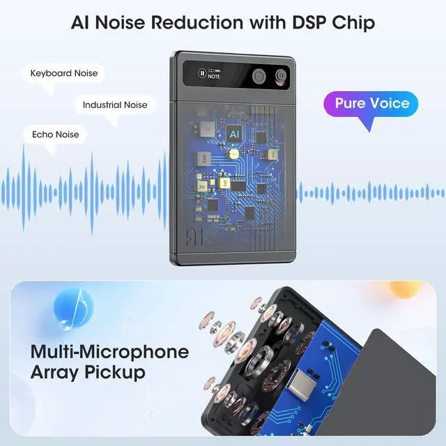 Alt view image 3 of 6 - AI Voice Recorder - AI Note Taking Device with Transcribe & Summarize, Support 118 Languages, 64GB APP Control, AI Noise Cancellation, Clear Audio Recorder for Lectures, Meetings, Calls