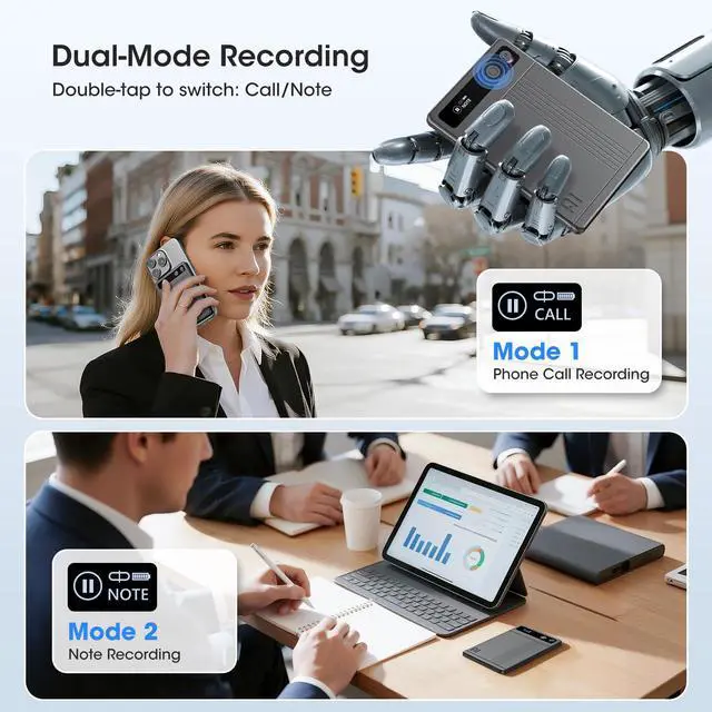 Alt view image 4 of 6 - AI Voice Recorder - AI Note Taking Device with Transcribe & Summarize, Support 118 Languages, 64GB APP Control, AI Noise Cancellation, Clear Audio Recorder for Lectures, Meetings, Calls