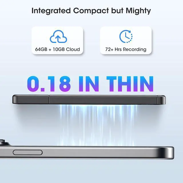 Alt view image 6 of 6 - AI Voice Recorder - AI Note Taking Device with Transcribe & Summarize, Support 118 Languages, 64GB APP Control, AI Noise Cancellation, Clear Audio Recorder for Lectures, Meetings, Calls