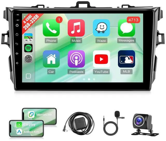 Main image of Car Radio for Toyota Corolla 2008 2009 2010 2011 2012(Fit J.B.L) Stereo Wireless CarPlay/Android Auto, 9 inch GPS Navigation Bluetooth WiFi Rear Camera FM Mirrorlink Split Screen SWC