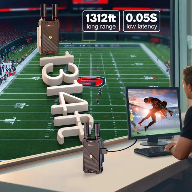 Alt view image 3 of 6 - Wireless Video Transmitter and Receiver,KVM Remote Control,1312ft/400m, <0.05s Latency, 1TX to 5RX, Loop-Out,from PC Laptop Camera STB to TV Projector Screen Live Streaming Remote Monitoring