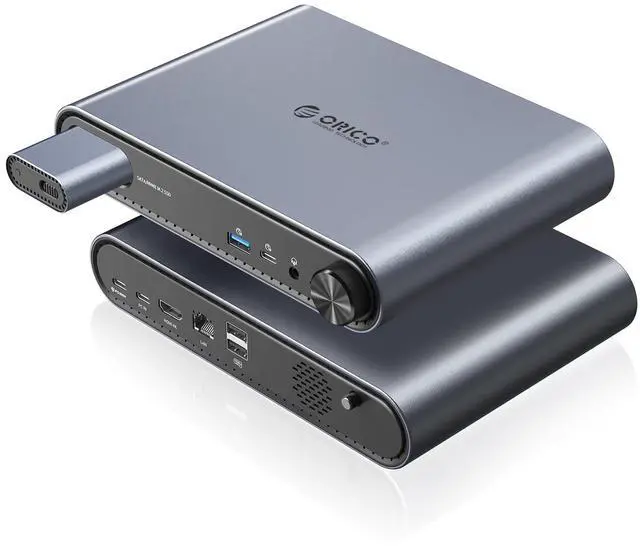 Main image of 10 in 1 USB-C Docking Station with M.2 NVMe/SATA SSD Enclosure, 10Gbps USB 3.2, 480Mbps USB 2.0, HDMI 4K@60Hz, 100W PD, RJ45 Ethernet, 3.5mm Audio with Volume Knob, for MacBook Pro/Air (PTM1)