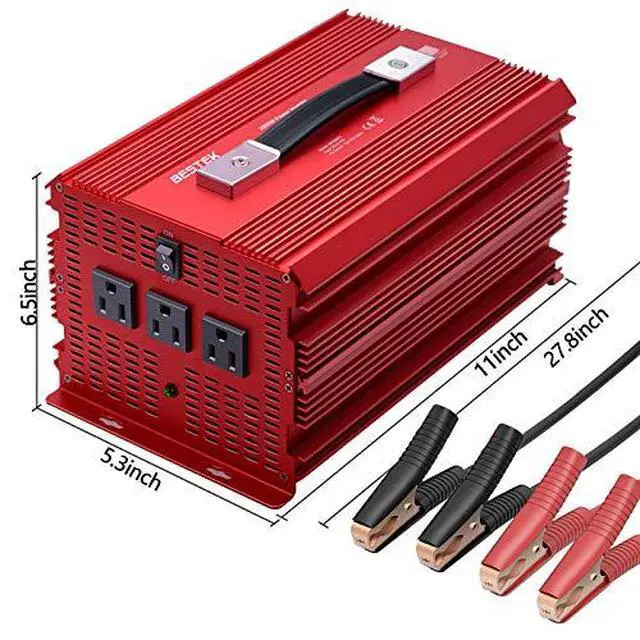 Alt view image 3 of 6 - 2000W Power Inverter 3 AC Outlets DC 12V to 110V AC Car Power Inverter for Camping Outdoor Power Supply ETL Listed