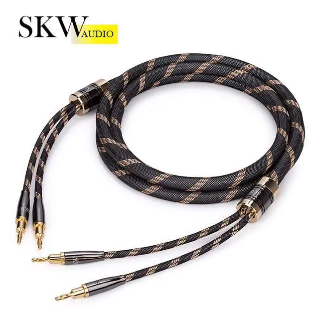 Alt view image 5 of 6 - Single Audiophile Speaker Cable,Convertible Banana Spade Gold Plated Connector,Nylon Braid,HiFi Quality Cable(9.8ft/3M,1 Cable for 1 Speaker)