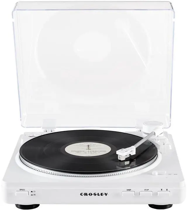 Main image of T400D-WH Fully Automatic Bluetooth 2-Speed Turntable Record Player with Built-in Preamp, White