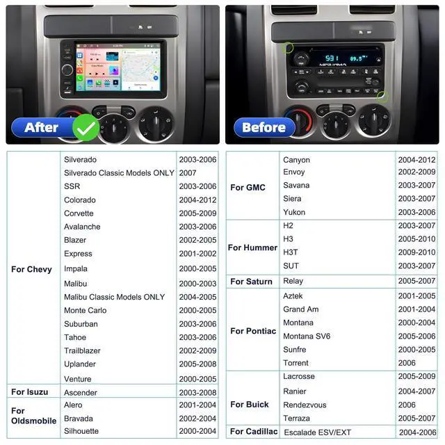 Alt view image 3 of 6 - 8 Core 4+64G (Fit B.O.S.E Version) Android 15 7'' Touchscreen Car Stereo for Chevy Chevrolet Silverado SSR Tahoe 2003-2006,GMC Siera Yukon/Hummer 2003-2006,CarPlay Android Auto Bluetooth GPS EQ SWC