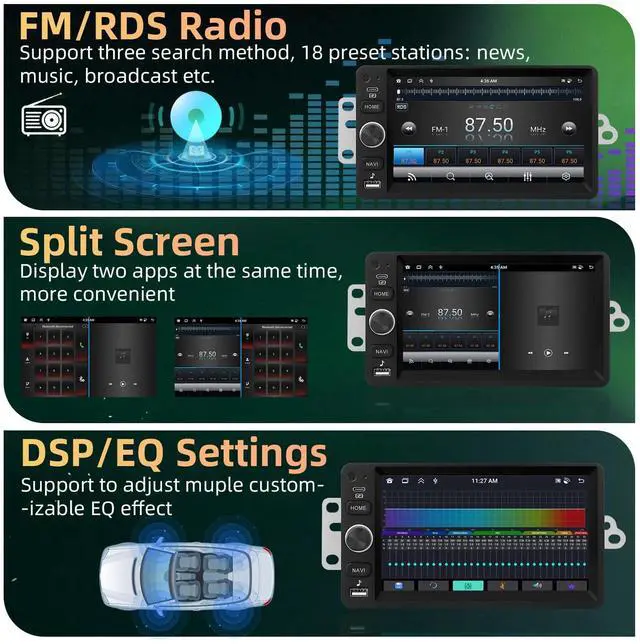 Alt view image 6 of 6 - 8 Core 4+64G (Fit B.O.S.E Version) Android 15 7'' Touchscreen Car Stereo for Chevy Chevrolet Silverado SSR Tahoe 2003-2006,GMC Siera Yukon/Hummer 2003-2006,CarPlay Android Auto Bluetooth GPS EQ SWC