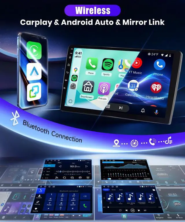 Alt view image 5 of 6 - 4G+64G 9'' Android 15 Car Stereo for Ford Escape Kuga Mazda Tribute 2007-2012 IPS Touchscreen Screen Car Radio with Wireless Carplay/Android Auto/DSP, BT5.0 GPS WiFi FM SWC Backup Camera