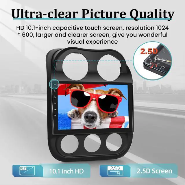 Alt view image 5 of 6 - 2+32G 10.1 inch Android Car Stereo for Jeep Patriot Compass 2010-2016 with Wireless Carplay and Android Auto Touch Screen DSP Audio GPS WiFi Mirror Link + AHD Backup Camera and Mic
