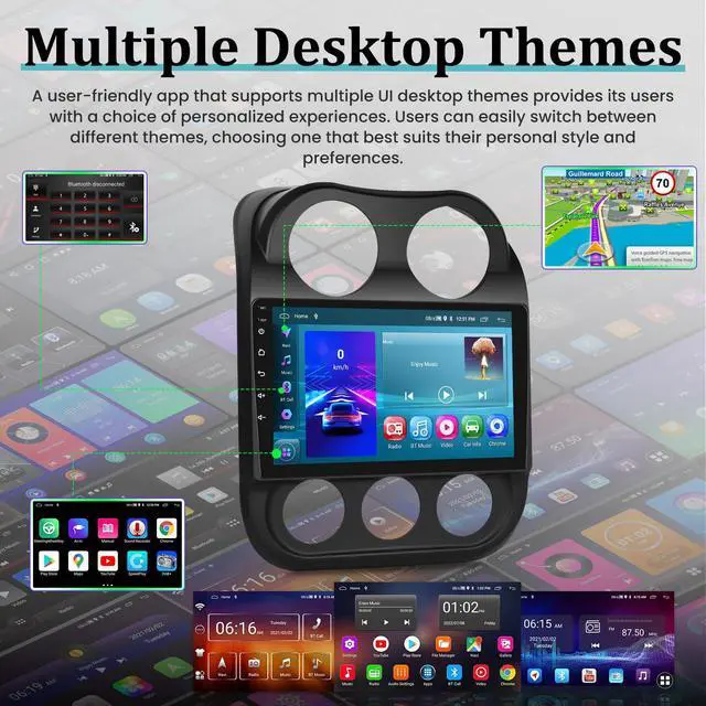 Alt view image 6 of 6 - 2+64G Android Car Radio for Jeep Compass Patriot 2010-2016 with Wireless CarPlay & Android Auto, 10.1 Inch Patriot Car Stereo with WiFi / 1080P / SWC + AHD Backup Camera + MIC