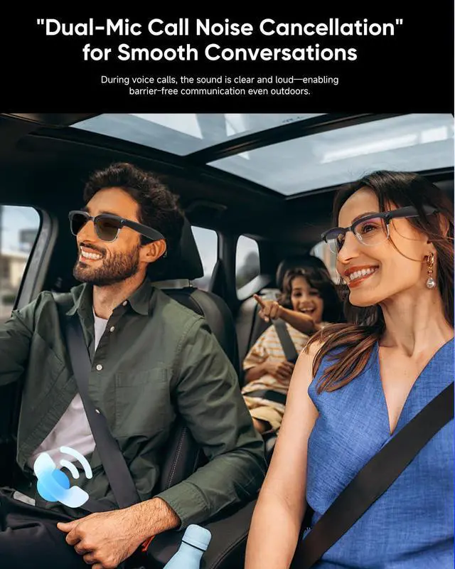 Alt view image 6 of 6 - AI Glasses with Camera,4K with Audio Bluetooth AI Glasses with Chat GPT for Men 160+ Languages 8MP Video Recording, Smart Eyewear for Gaming Meeting Travel Trade Business, Silicone Sound Tube