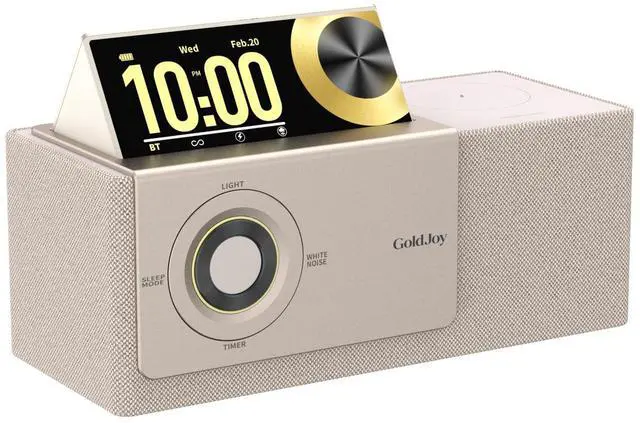 Main image of 7 in 1 Bluetooth Speaker Wireless Charging Station for Home Gift | Sound with Punchy Bass, Sunset Lamp & White Noise for Sleep, Smart Flip-Up LCD Display, Clock Syncs Phone's Time and Date