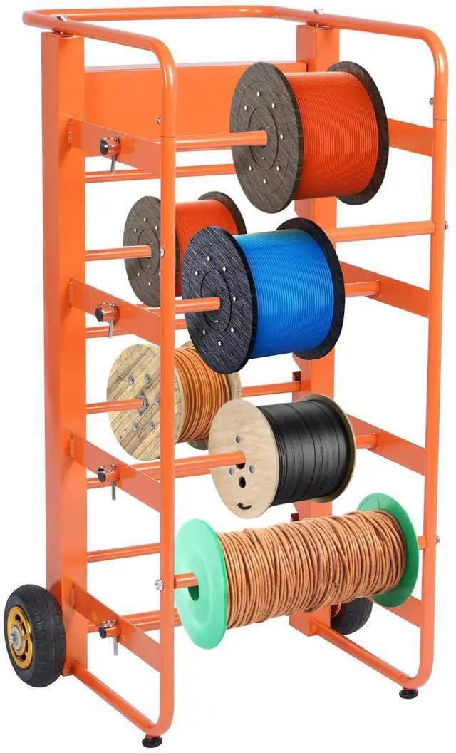 Main image of Wire Spool Rack Cable Caddy Wire Spool Cart Multi-Spool Wire Rack Dispenser with 11 Rods Multiple Axles Cable Spool Holder Wire Reel Caddy Cart with Wheels and Box for Electrical Industrial
