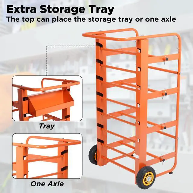 Alt view image 5 of 6 - Wire Spool Rack Cable Caddy Wire Spool Cart Multi-Spool Wire Rack Dispenser with 11 Rods Multiple Axles Cable Spool Holder Wire Reel Caddy Cart with Wheels and Box for Electrical Industrial