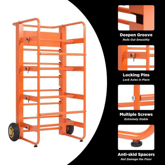 Alt view image 6 of 6 - Wire Spool Rack Cable Caddy Wire Spool Cart Multi-Spool Wire Rack Dispenser with 11 Rods Multiple Axles Cable Spool Holder Wire Reel Caddy Cart with Wheels and Box for Electrical Industrial