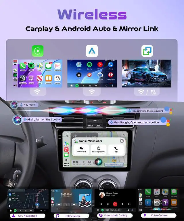 Alt view image 2 of 6 - 4Core 4G+128G Android 15 Car Radio for Toyota Yaris VIOS 2007-2013, Car Stereo Wireless Carplay Andorid auto Mirror Link 9'' INCELL Screen GPS WiFi Bluetooth 5.0 FM/RDS EQ-32 SWC Backup Camera