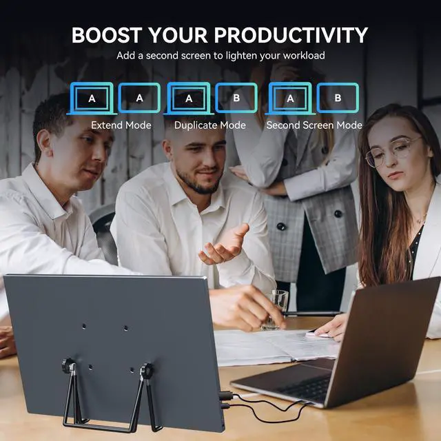 Alt view image 6 of 6 - 16" Touchscreen Portable Monitor,1920x1200P IPS Travel Secondary Screen,USB-C HDMI Plug&Play w/Foldable Stand,Dual Extender for Laptop Mac Phone Switch PS5 Xbox Office Gaming