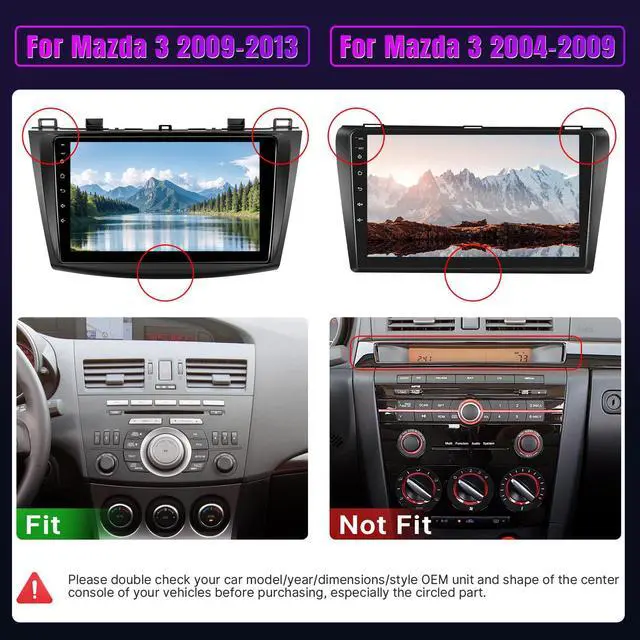 Alt view image 3 of 6 - Android 12 Car Stereo for Mazda 3 2009-2013 Radio Upgrade with Wireless CarPlay Android Auto, 9 Inch TouchScreen In-Dash Bluetooth WIFI GPS Navigation MirrorLink SWC Units +Backup Camera 2+32G
