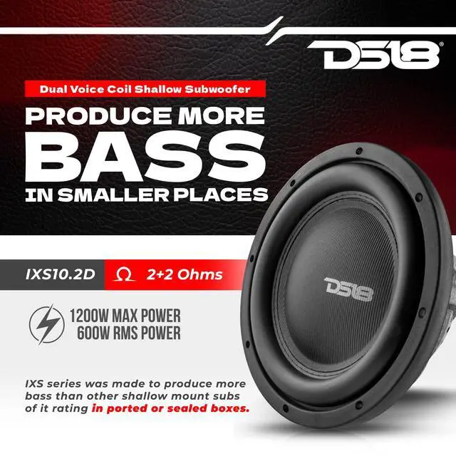 Alt view image 2 of 6 - IXS10.2D 10" Car Subwoofer 1200 Watts Max Power 600 Watts RMS DVC 2 + 2 Ohms - Powerful Shallow Mount Subwoofer - Slim Design Perfect for Compact Places in Car & Trucks - 1 Speaker