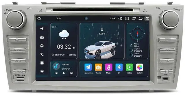 Main image of Car Radio Stereo for Toyota Camry 2007 2008 2009 2010 2011 Android 14 Head Unit 8" 720 * 1280P IPS Screen with CD/DVD Player Carplay & Autoplay 4G LTE WiFi DSP BT SWC GPS 8-Core 4+64G
