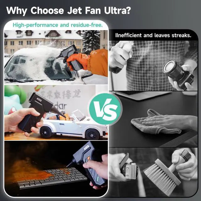 Alt view image 5 of 6 - Jet Fan Ultra Electric Air Duster - 109MPH Cordless Air Duster with LED Light, 130000 RPM Turbo Fan, Stepless Speed Control Dust Blower for Computer, Keyboard, Outdoor, House and Car (White)