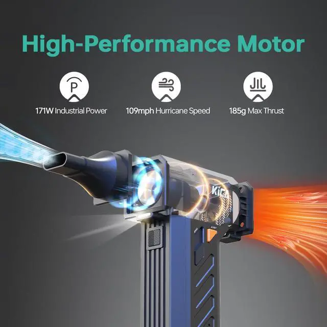 Alt view image 2 of 6 - Electric Air Duster with LED Light - 130000 RPM Cordless Air Duster, Stepless Speed Control, Brushless Dust Blower for Computer, Keyboard, Outdoor, House and Car - Jet Fan Ultra(Black)