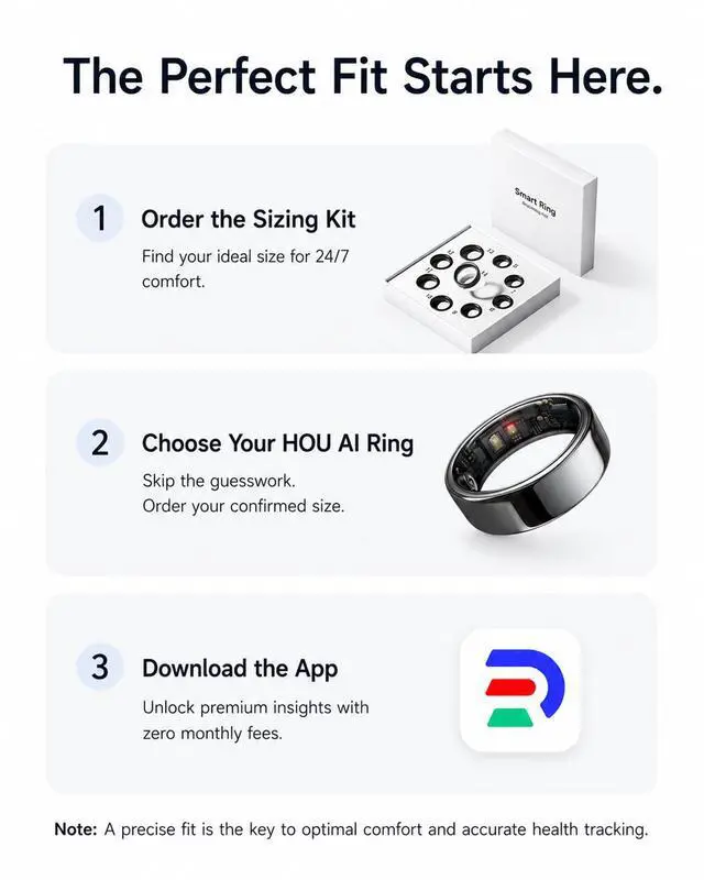 Alt view image 2 of 6 - AI Smart Ring for Men & Women, No Subscription Fitness & Health Tracker, Sleep Tracking & Stress Insights, Heart Rate & SpO2, 5ATM Waterproof, Ceramic Design, Charging Case, Black, Size 11