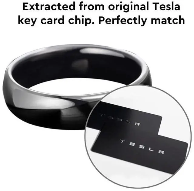 Alt view image 2 of 6 - Tesla Smart Ring Tesla Key Ring Accessories Key Card Model 3/Y Key Fob Replacement Ceramic RFID Smart Ring for Tesla Model 3 & Model Y(US Size 9)
