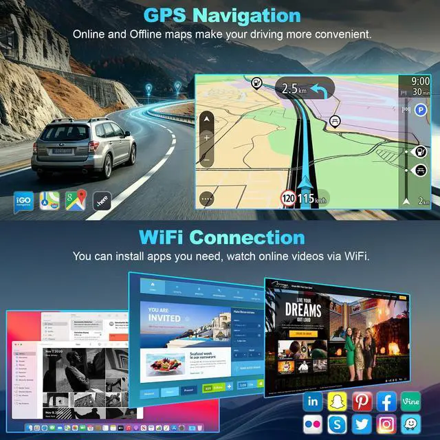 Alt view image 5 of 6 - Car Radio for Subaru Forester Impreza WRX 2008 2009 2010 2011 2012, 8Core Android 15 Stereo with Wireless Carplay, Support GPS WiFi FM Radio Backup Camera SWC 4+64G