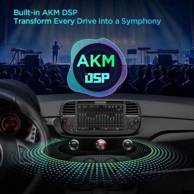 Alt view image 6 of 6 - Android 14 Car Stereo for Fiat 500 (2007-2015), 7 Inch Touch Screen Fiat 500 Replacement Head Unit with Gyroscope Built-in DSP GPS Navigation CarPlay Android Auto 4G LTE Bluetooth (4+64GB)