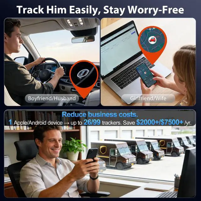 Alt view image 6 of 6 - Car GPS Tracker for Vehicles, Hidden Vehicle Tracker Device with Rechargeable Battery, Compatible with iOS & Android, Anti-Theft Car Locator, Parking Finder, No SIM Card, No Monthly Fee(2 Pack)