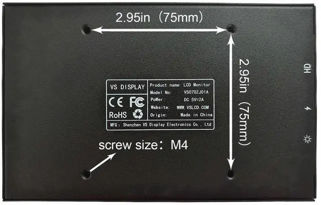 Alt view image 6 of 6 - 7 Inch IPS LCD Monitor 1280x800 as PC Case Inside Screen GPU CPU Data Secondary Display Supports Brightness Adjustment