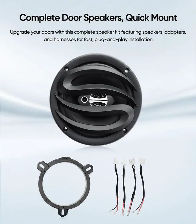 Alt view image 5 of 6 - 6.5" 3-Way Car Audio Door Speakers (Pair) for Toyota Tacoma/Camry/Highlander/RAV4/Prius,300 Watts max Power,with Adapters and Harness,Full Range,Coaxial,Enhanced Sound,Car Audio Speaker Upgrade kit