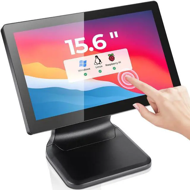 Main image of 15.6-inch POS Touchscreen Monitor, Backlit LED Multi-Touch Screen Monitor, HDMI/VGA Capacitive Screen Display True Flat Seamless for Retail Restaurant, Bar, No Driver Required, 2Y Protection