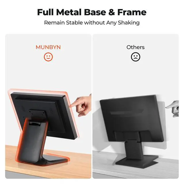 Alt view image 6 of 6 - 15.6-inch POS Touchscreen Monitor, Backlit LED Multi-Touch Screen Monitor, HDMI/VGA Capacitive Screen Display True Flat Seamless for Retail Restaurant, Bar, No Driver Required, 2Y Protection