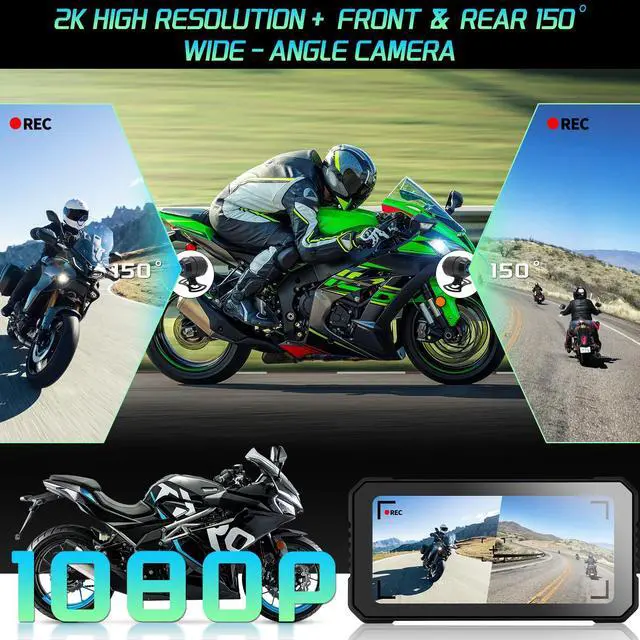 Alt view image 3 of 6 - Motorcycle Carplay Support Wireless CarPlay & Android Auto, 6.25 Waterproof Touchscreen, Motorcycle Dash Cam Front and Rear with TPMS, GPS, WiFi, Loop Recording (Upgraded - with BSD Function)
