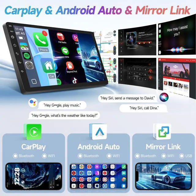 Alt view image 3 of 6 - Android 12 Car Radio for Toyota Sienna 2004 2005 2006 2007 2008 2009 2010 with Wireless Carplay Android Auto, 9 Inch Touch Screen for Sienna Stereo with in-Dash GPS, FM, SWC + Backup Camera