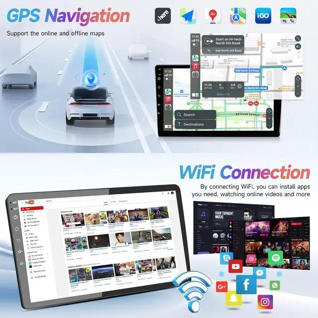 Alt view image 4 of 6 - Android 12 Car Radio for Toyota Sienna 2004 2005 2006 2007 2008 2009 2010 with Wireless Carplay Android Auto, 9 Inch Touch Screen for Sienna Stereo with in-Dash GPS, FM, SWC + Backup Camera