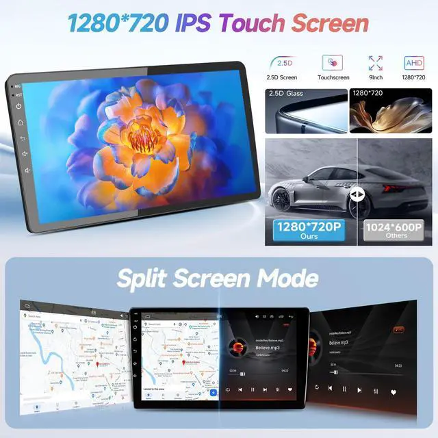 Alt view image 5 of 6 - Android 12 Car Radio for Toyota Sienna 2004 2005 2006 2007 2008 2009 2010 with Wireless Carplay Android Auto, 9 Inch Touch Screen for Sienna Stereo with in-Dash GPS, FM, SWC + Backup Camera