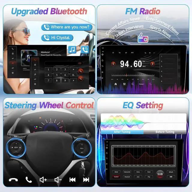 Alt view image 6 of 6 - Android 12 Car Radio for Toyota Sienna 2004 2005 2006 2007 2008 2009 2010 with Wireless Carplay Android Auto, 9 Inch Touch Screen for Sienna Stereo with in-Dash GPS, FM, SWC + Backup Camera