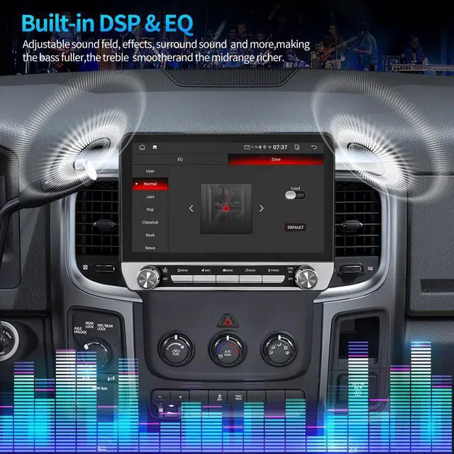 Alt view image 5 of 6 - Car Radio for Dodge Ram 1500 2500 3500 2013-2018, 10.1" Touchscreen Wireless Carplay & Android Auto Stereo Upgraded with Bluetooth 5.0 GPS WiFi SWC FM Backup Camera Build in DSP (Manual AC Only)