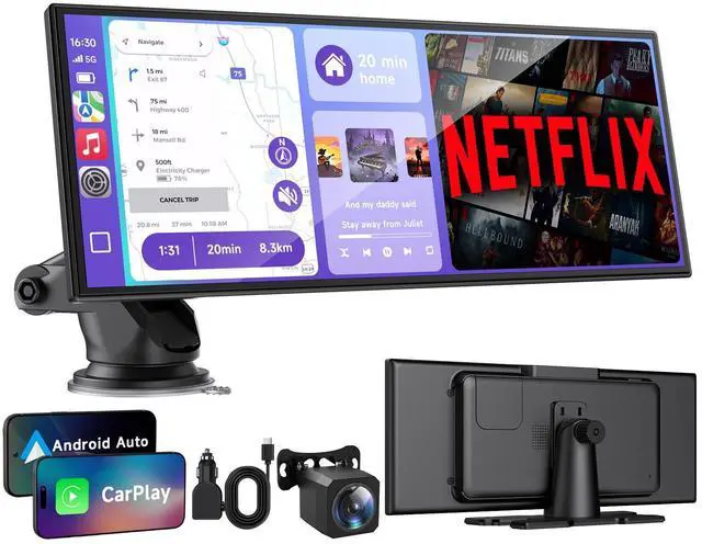 Main image of Car Play Screen for Apple CarPlay & Android Auto with 1080P Backup Camera, 10.25" IPS HD Smart Screen with OTA, Mirror Link, Bluetooth 5.2, Voice Control, Music Play, GPS Navigation, FM