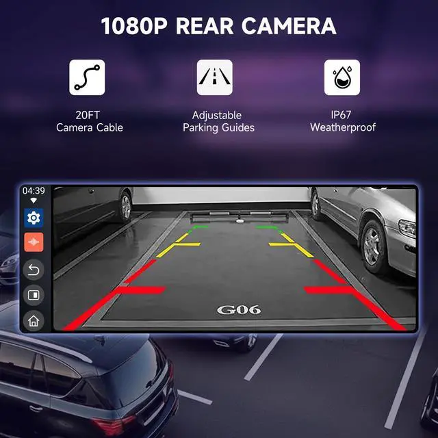 Alt view image 2 of 6 - Car Play Screen for Apple CarPlay & Android Auto with 1080P Backup Camera, 10.25" IPS HD Smart Screen with OTA, Mirror Link, Bluetooth 5.2, Voice Control, Music Play, GPS Navigation, FM