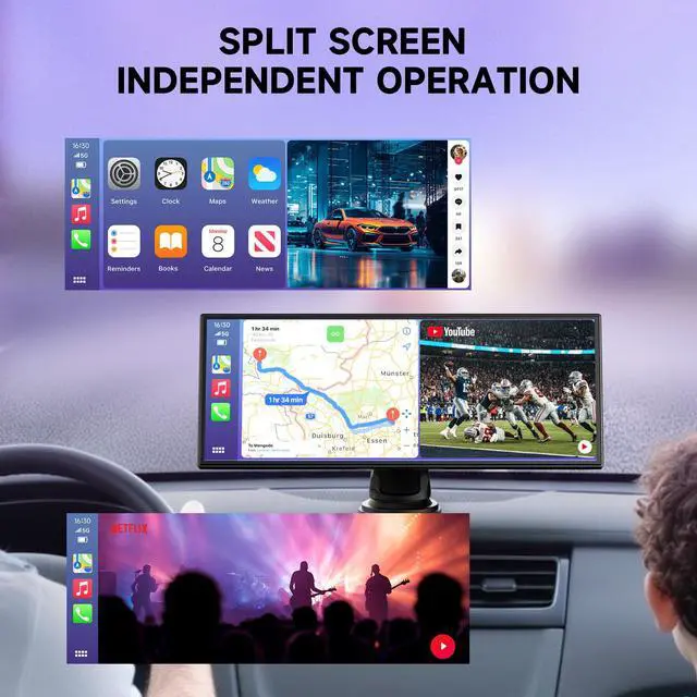 Alt view image 6 of 6 - Car Play Screen for Apple CarPlay & Android Auto with 1080P Backup Camera, 10.25" IPS HD Smart Screen with OTA, Mirror Link, Bluetooth 5.2, Voice Control, Music Play, GPS Navigation, FM