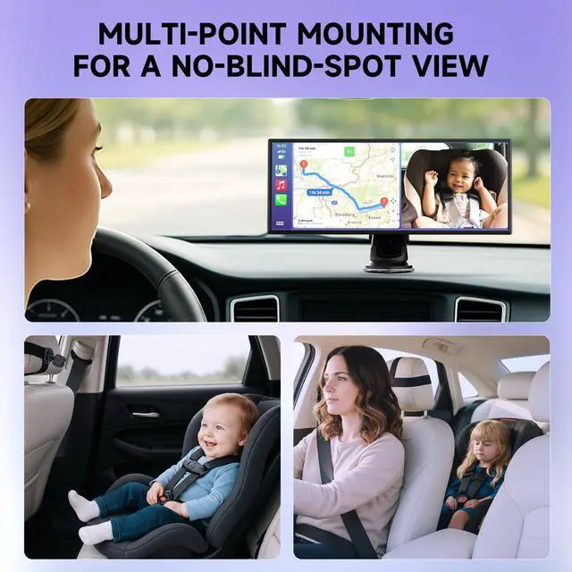 Alt view image 2 of 6 - Car Play Screen for Apple CarPlay & Android Auto with Night Vision Baby Monitor Camera, 10.25" IPS HD Screen with OTA Update, Mirror Link, Bluetooth 5.2, Voice Control, Music Play, GPS Navigation, FM