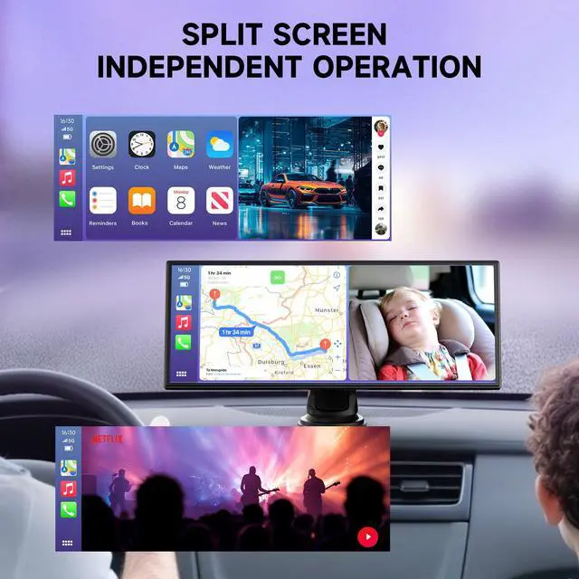 Alt view image 3 of 6 - Car Play Screen for Apple CarPlay & Android Auto with Night Vision Baby Monitor Camera, 10.25" IPS HD Screen with OTA Update, Mirror Link, Bluetooth 5.2, Voice Control, Music Play, GPS Navigation, FM