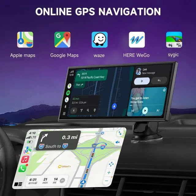 Alt view image 6 of 6 - Car Play Screen for Apple CarPlay & Android Auto with Night Vision Baby Monitor Camera, 10.25" IPS HD Screen with OTA Update, Mirror Link, Bluetooth 5.2, Voice Control, Music Play, GPS Navigation, FM